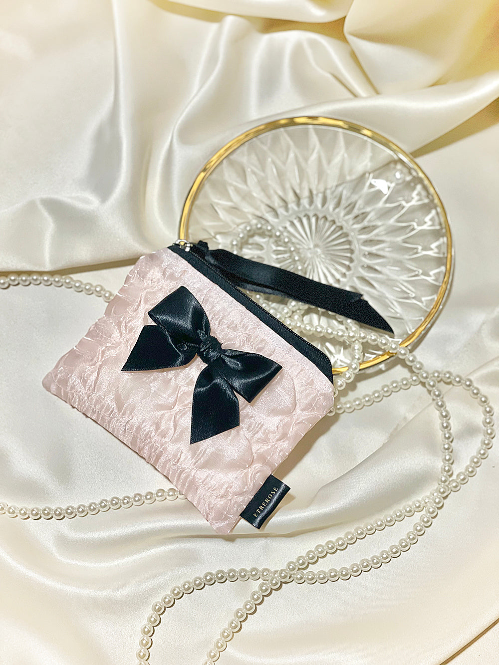 Glossy Organza Ribbon Zip-pouch (S