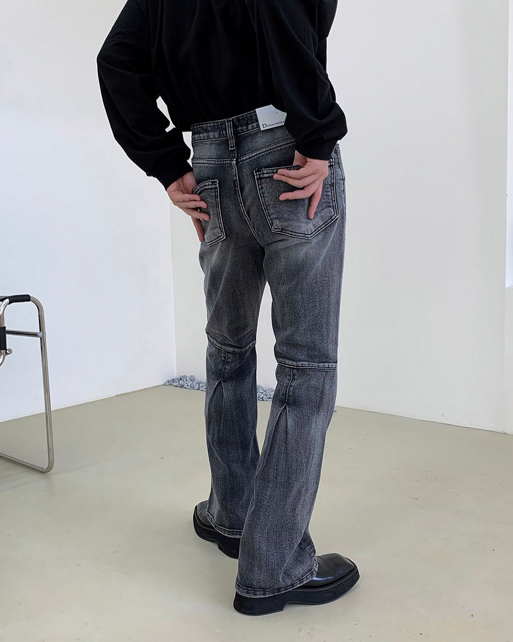 MG608 All Brush Back Slit Bootcut Denim