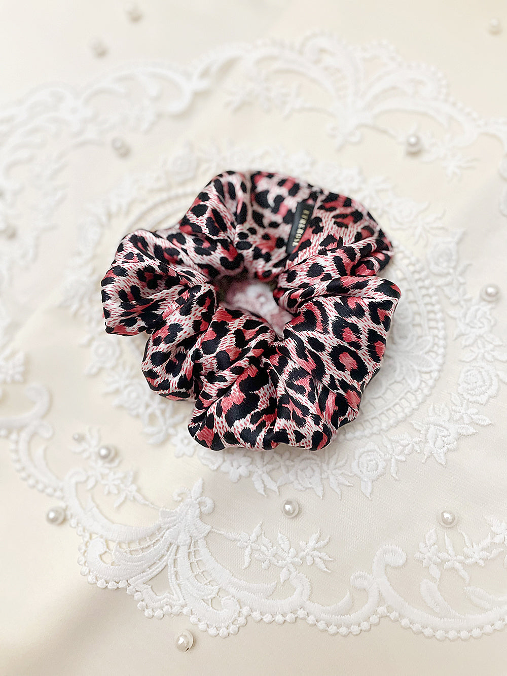 Leopard Printing Satin Hair Scrunchie (5color)