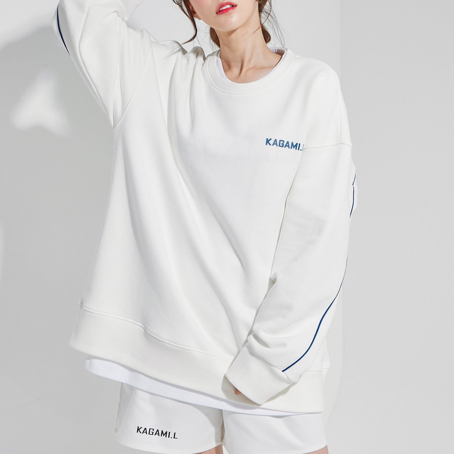 Oversize Back Line Sweat shirt White