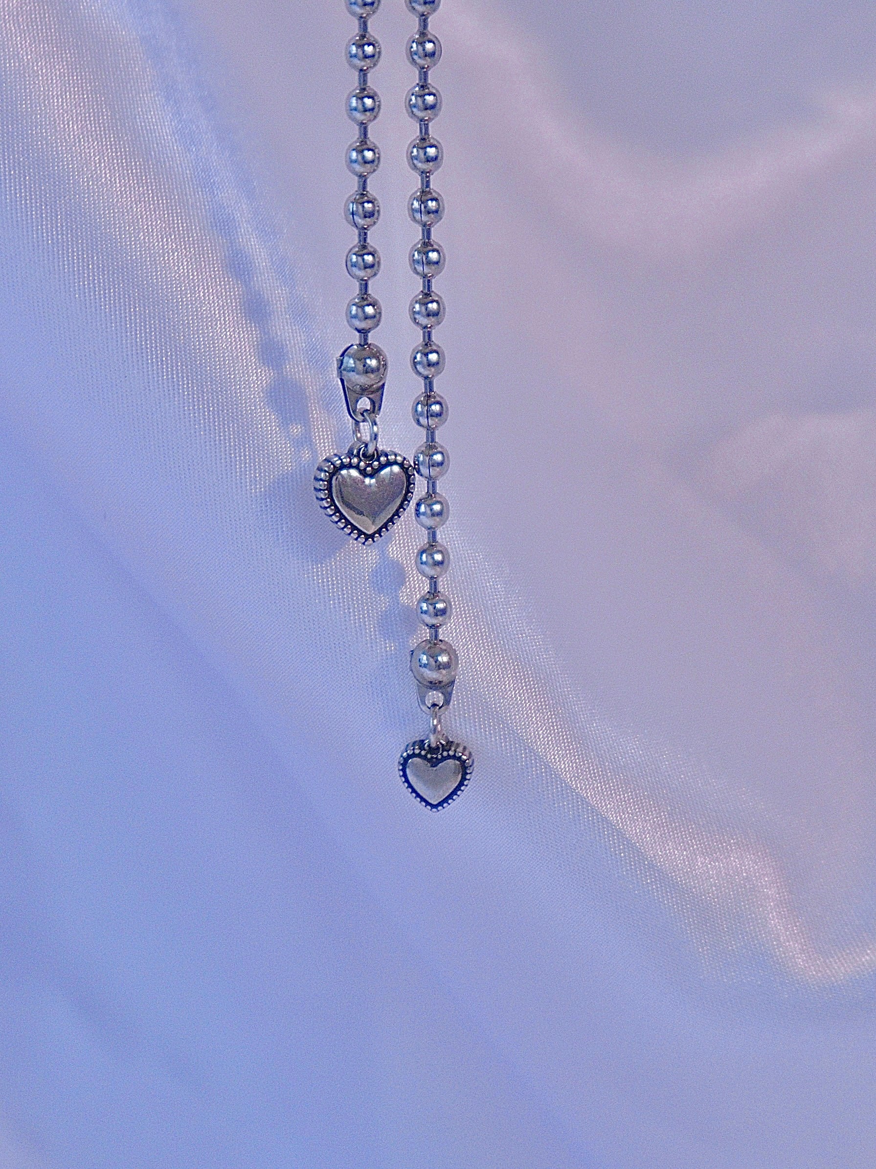 Heart Ball Ribbon Long Necklace