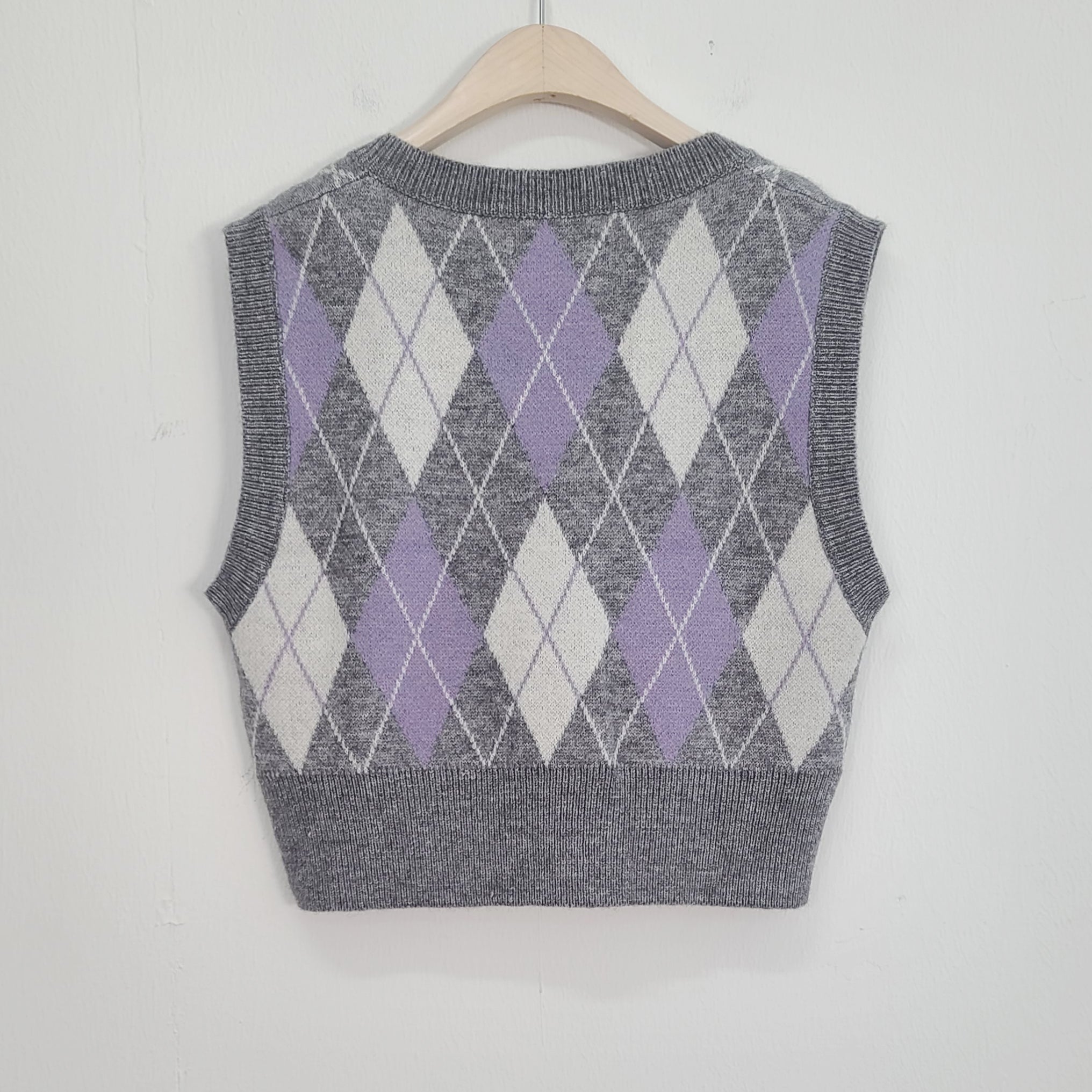 purple argyle knit vest