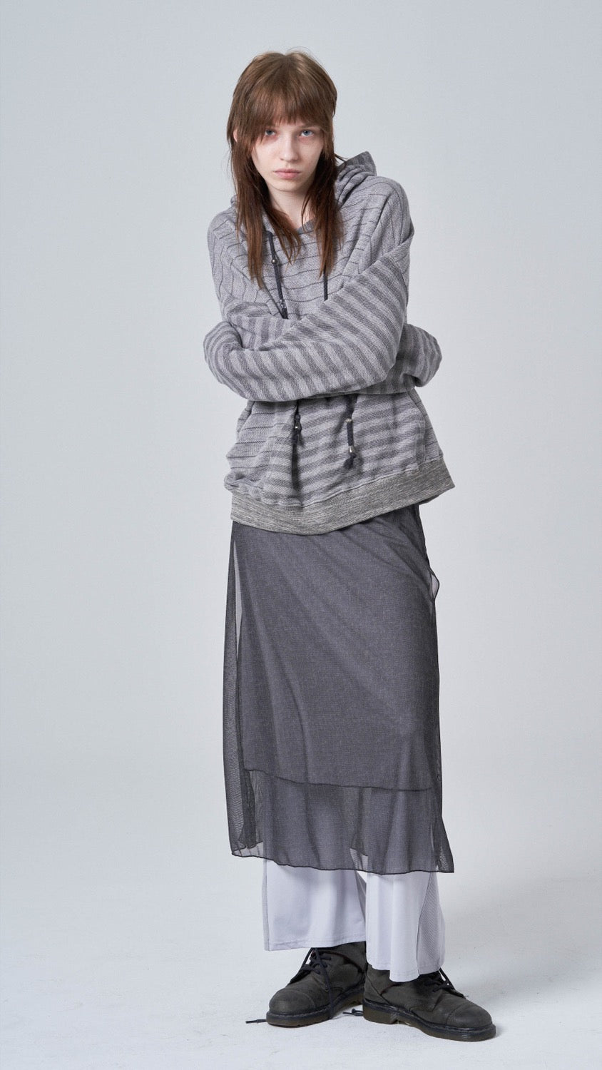 Oversized stripe hoodie_charcoal