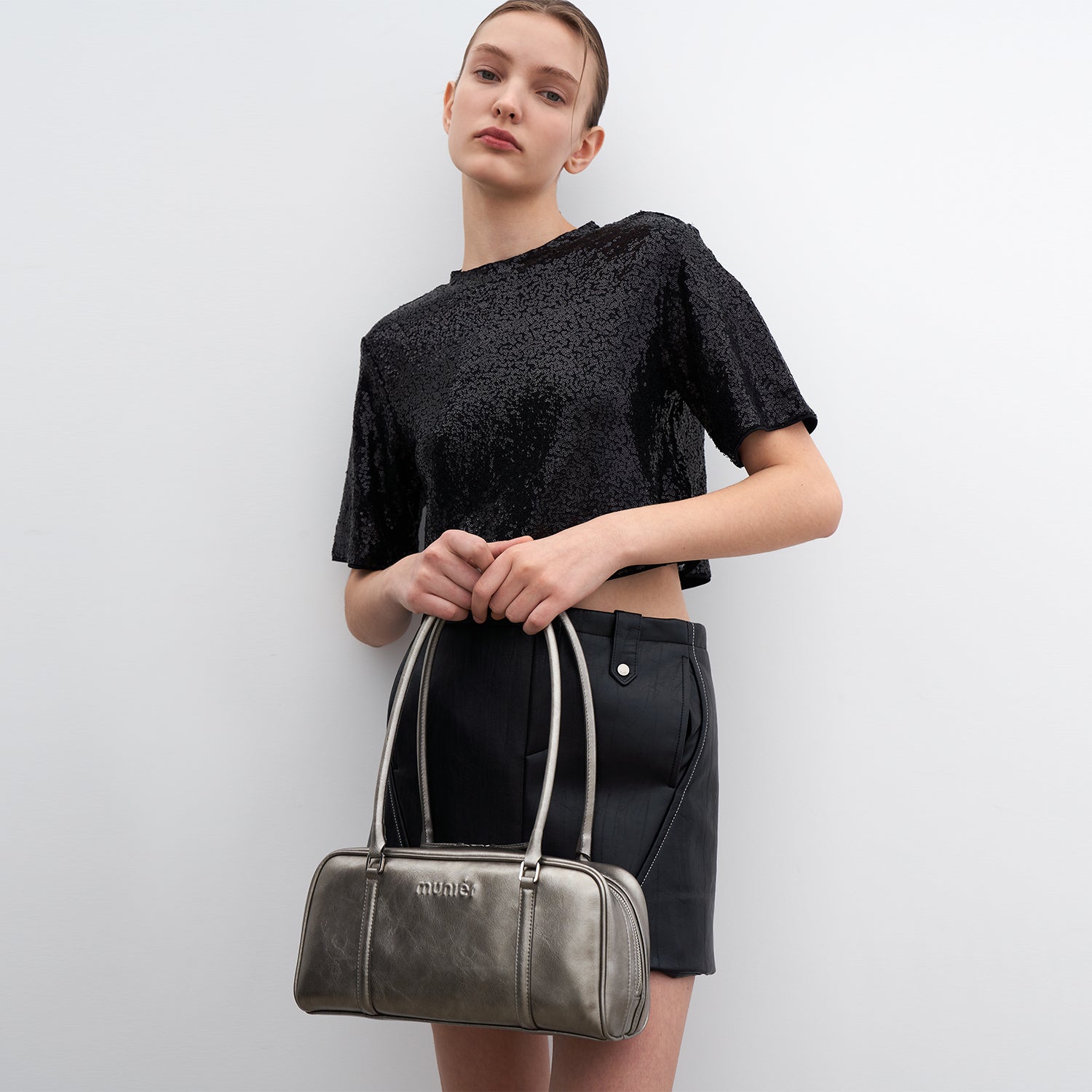 LAYER SHOULDER BAG_CHAMPAGNE SILVER