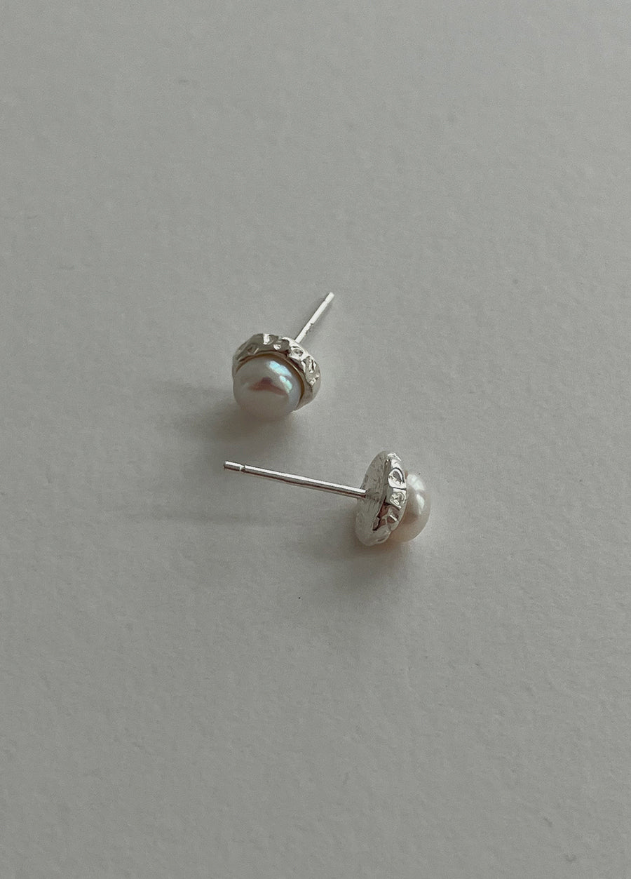 [92.5silver] crack pearl earrings