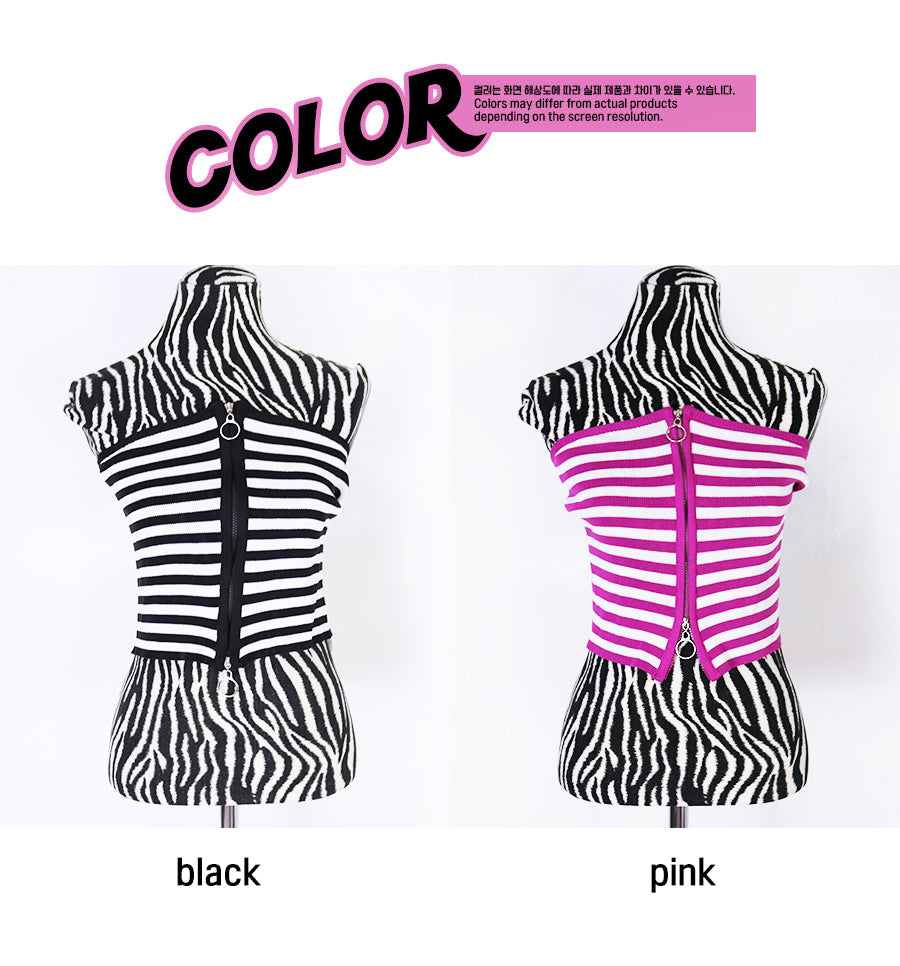 striped zip top (2color)