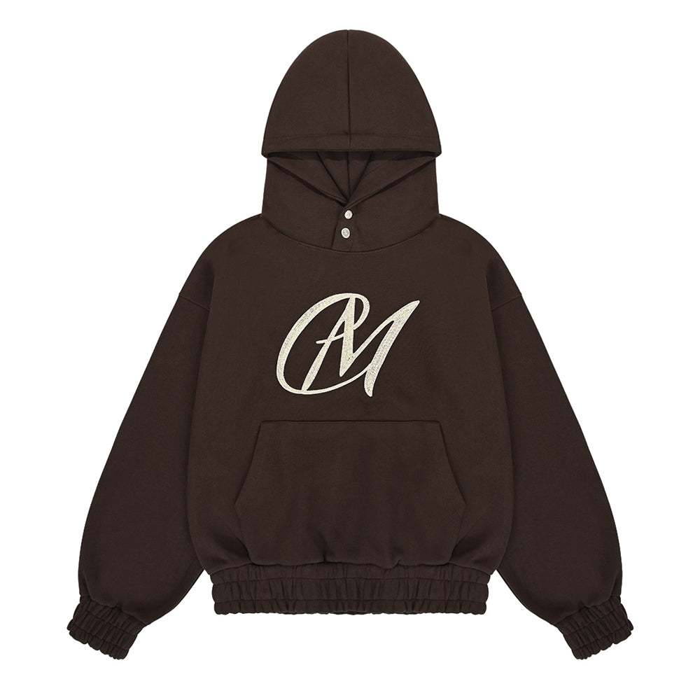 MM Logo Embroidery Hoodie in brown