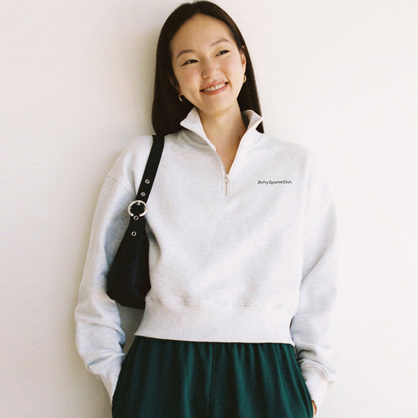 ベビースポーツクラブプルオーバー / [Call Me Baby] Baby Sports Club Half-Zip Pullover (Light grey)