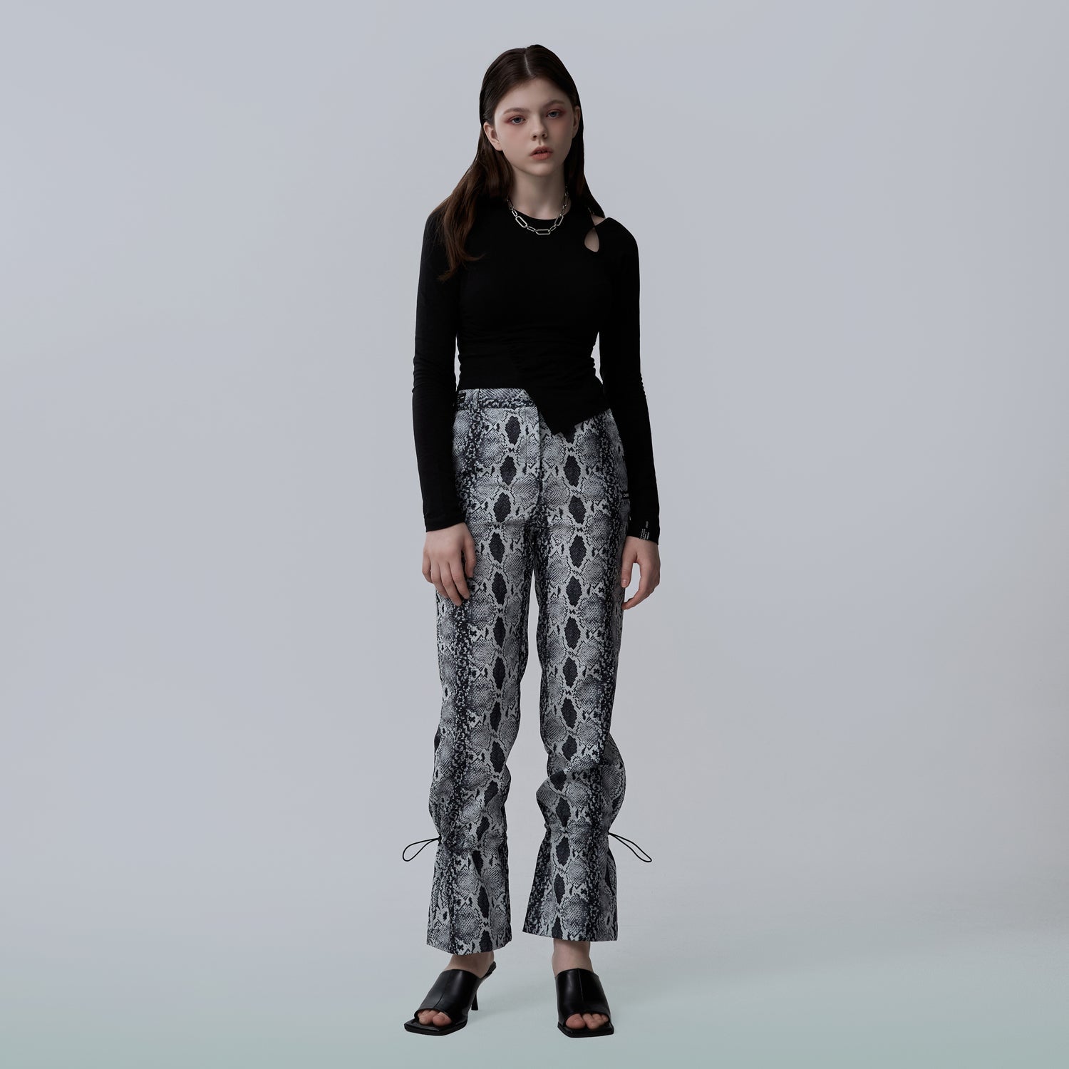 Python Ankle String Pants Black