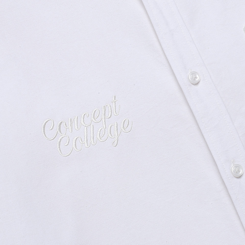 C Patch Short-Sleeved Unisex White Oxford Shirt