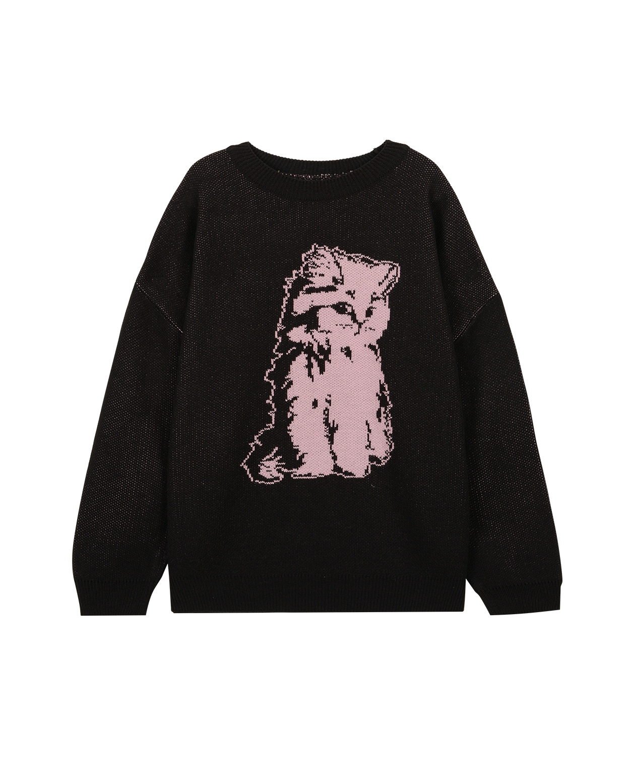 THINKING PINK CAT KNIT - BLACK