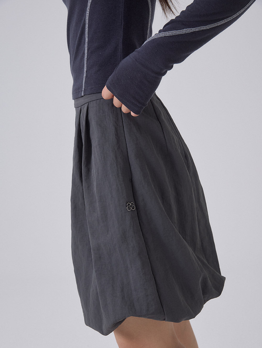 2-WAY STRING BALLOON SKIRT [CHARCOAL]