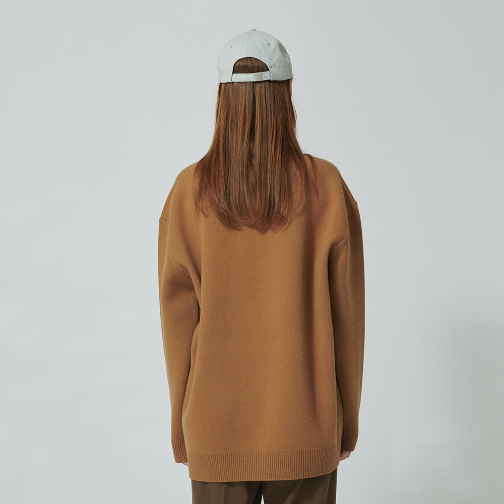 WHATTHE Big Logo Knit Pullover Brown