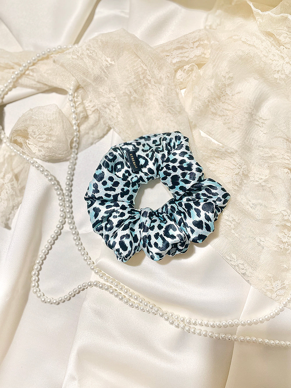 Leopard Printing Satin Hair Scrunchie (5color)