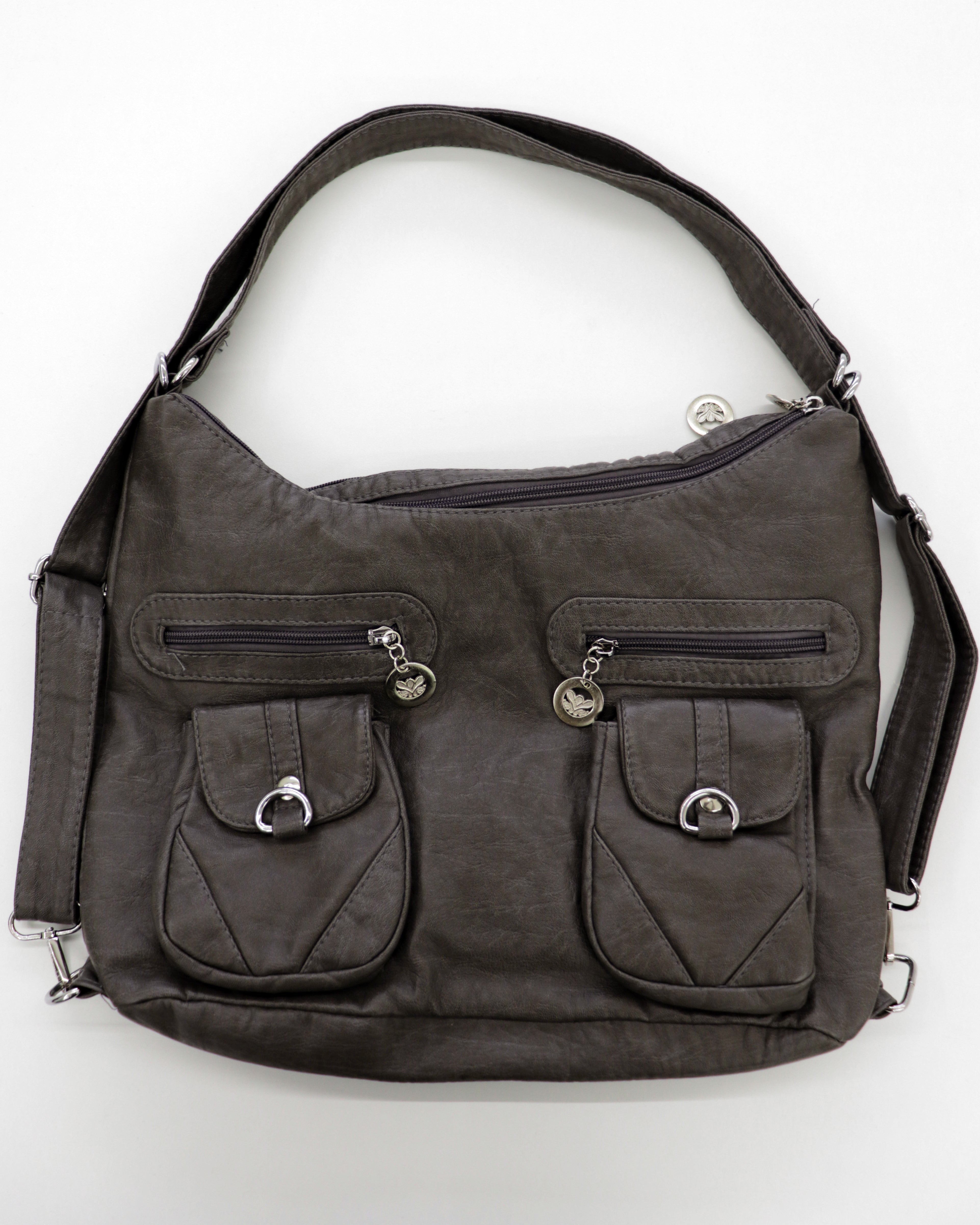 Kushal Vintage Leather Two-Pocket Two-Way Backpack Shoulder Bag