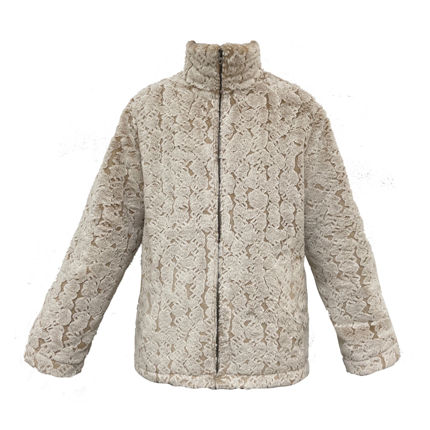 FLOWER SHOWER FAKE FUR JACKET BEIGE