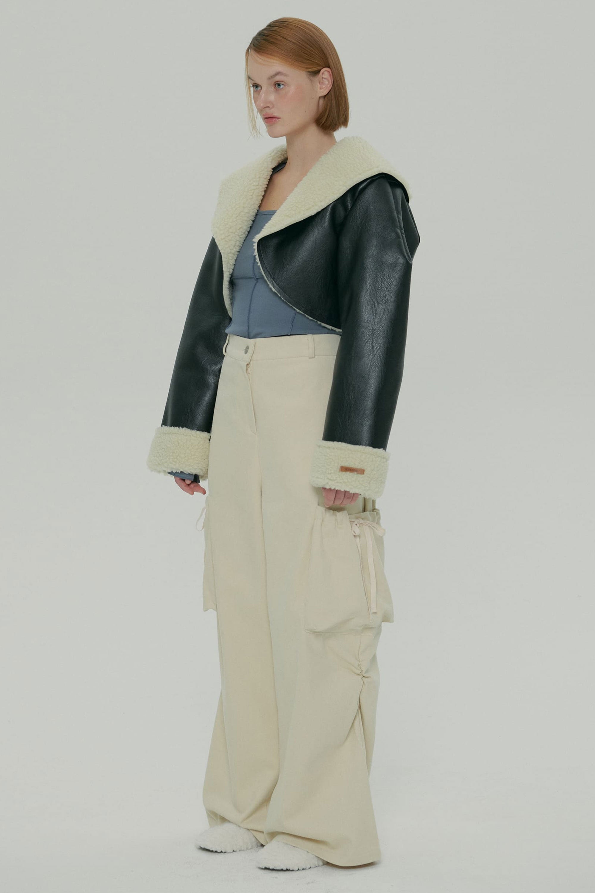 POCKET SHIRRING WIDE PANTS / IVORY