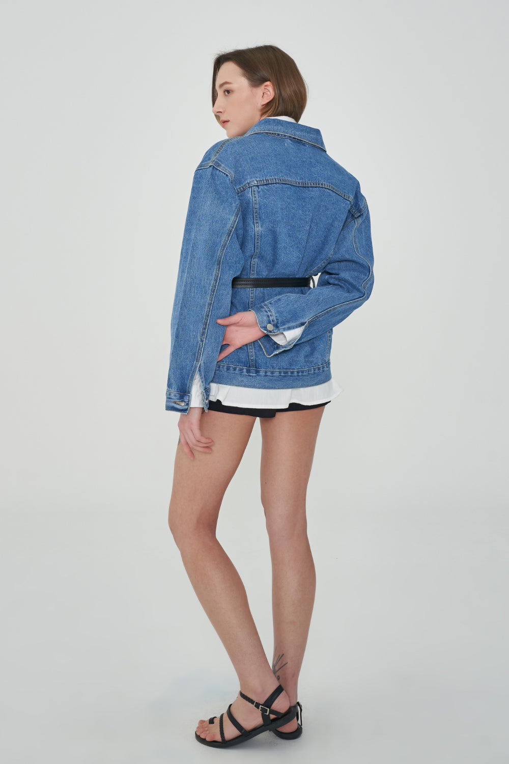 SEMI OVER FIT BELT SET DENIM JACKET [1000]