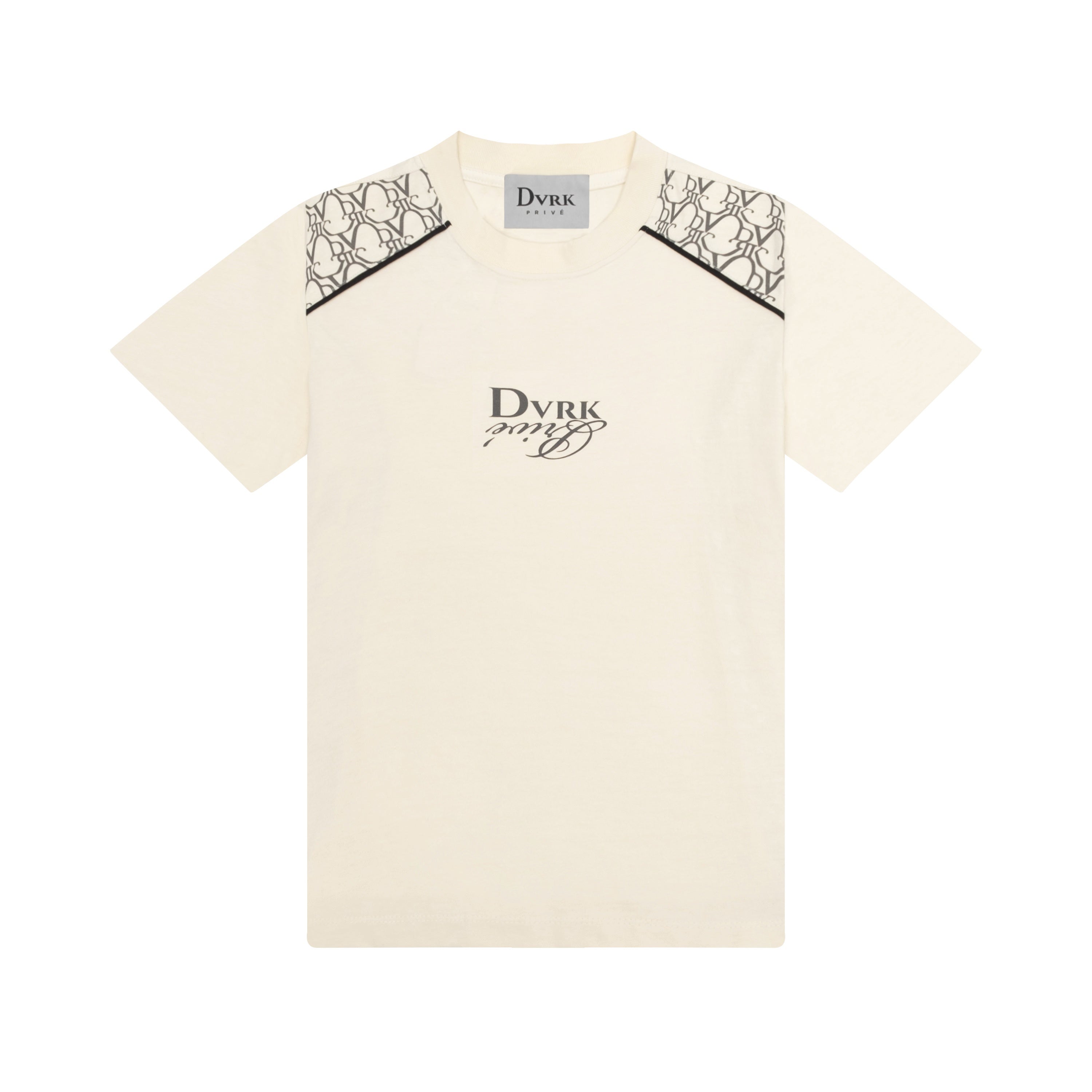 DVRK PRIVÉ SHOULDER MONOGRAM BABY TEE - CREAM