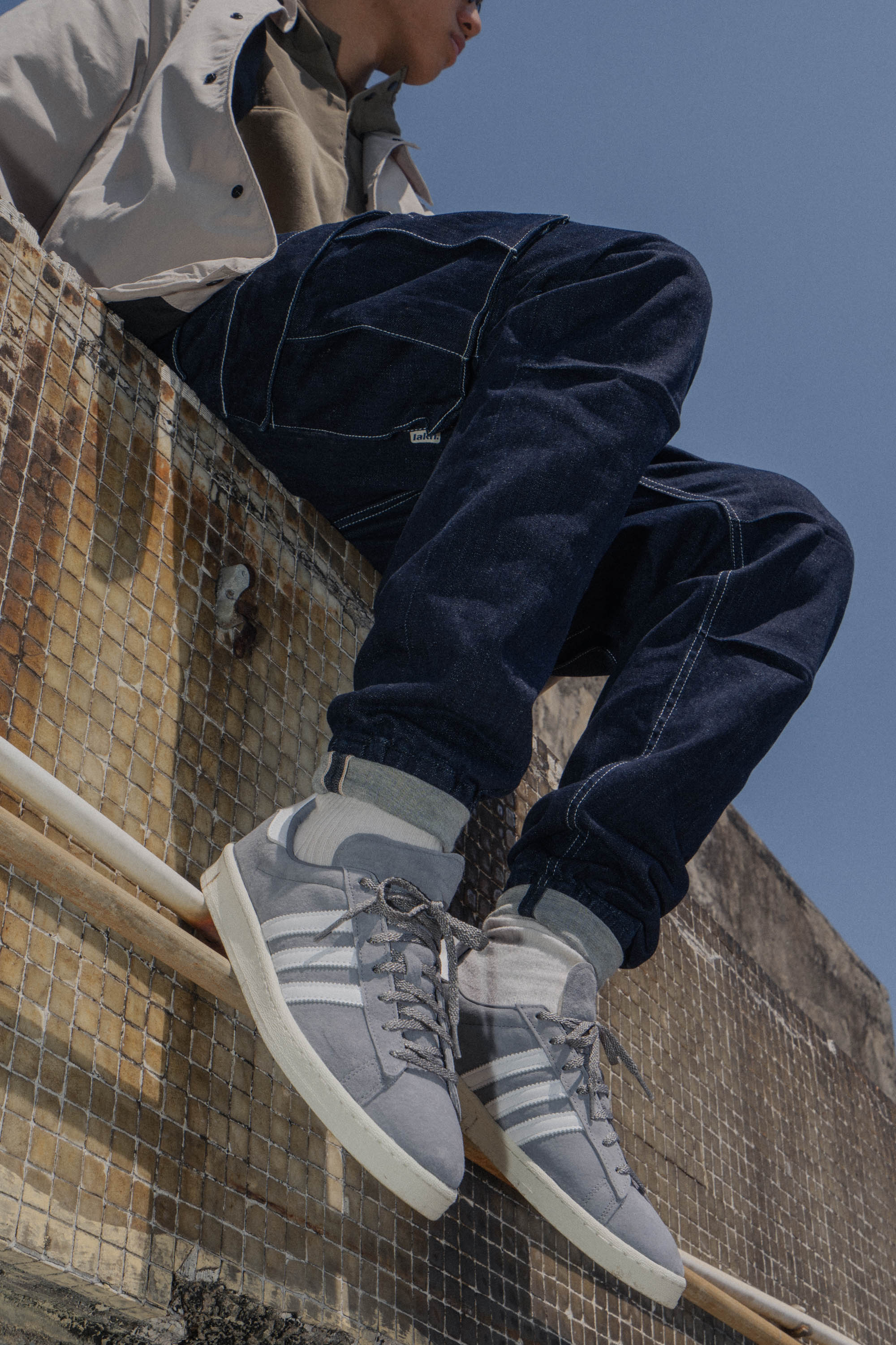 Pinroll Jogger Cargo Denim Pants - Navy