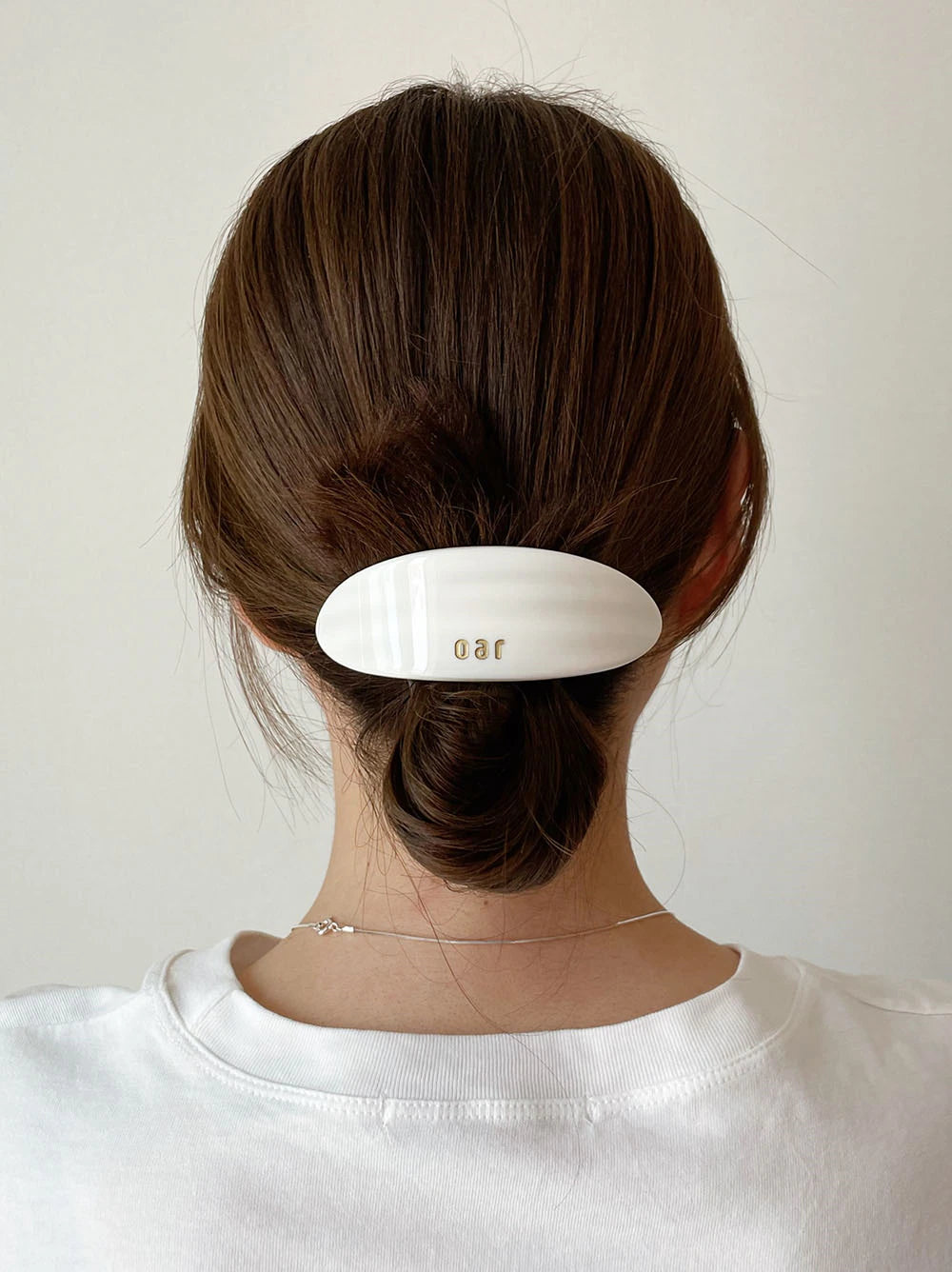 oar Classic Big Marble Barrette [White]