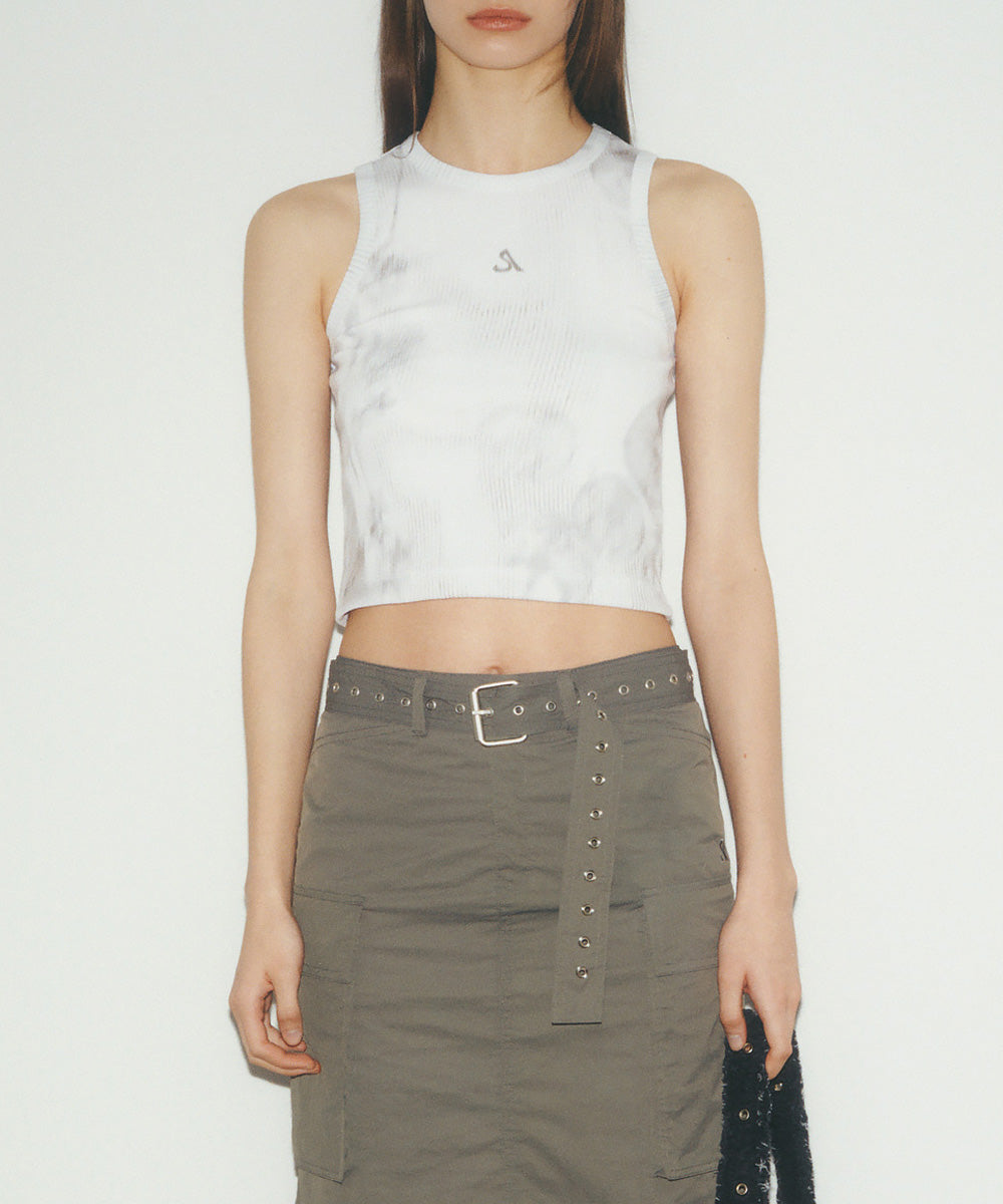 GRAPHIC SLEEVELESS TOP (BEIGE)