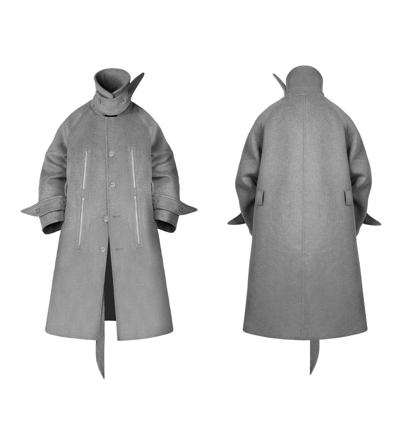 Heavy Shape Premium Gray Wool Coat