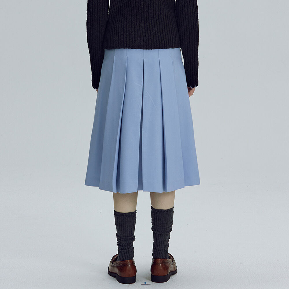 Belted pleated skirt - Sky blue