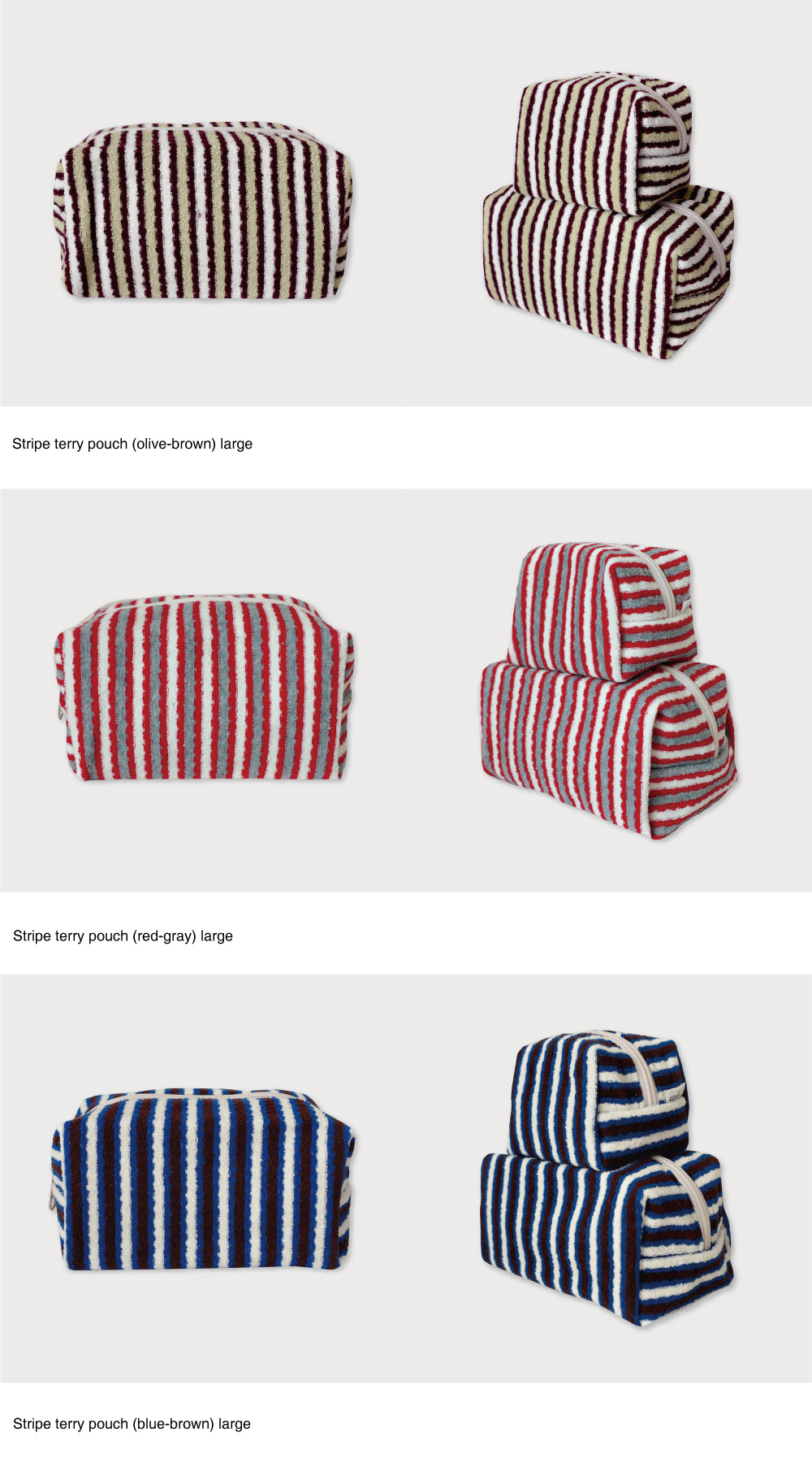 [unfold] Stripe Terry Pouch - Large (3colors)