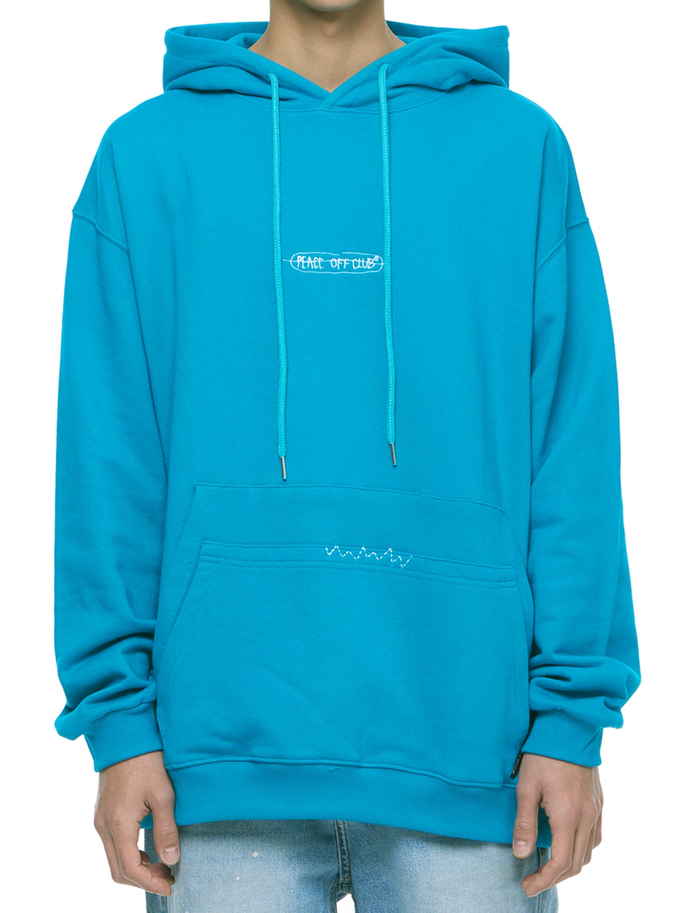 Double_Pocket Hooded Sweatshirt TURQUOISE