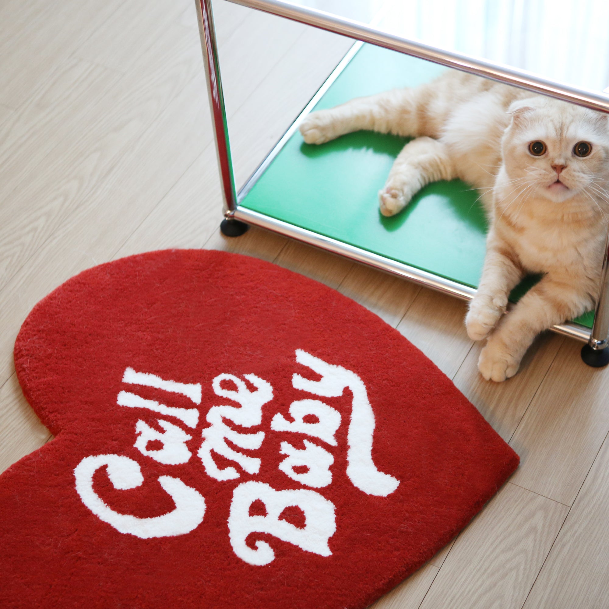 [Call me baby] Heart Logo Rug Mat _ Green