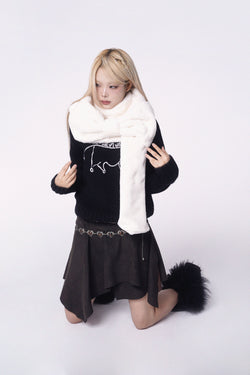 23 Ribbon Muffler_Fur ivory