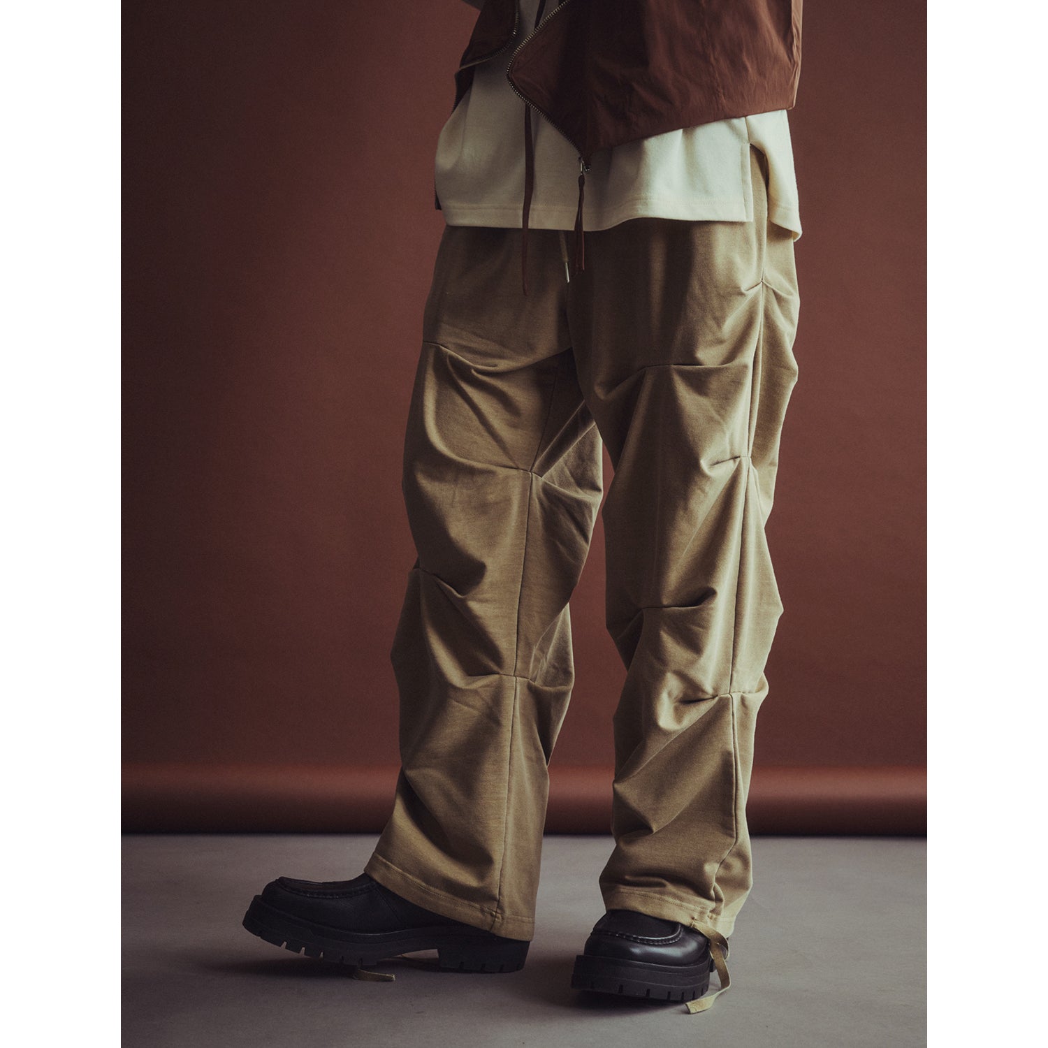 PIGMENT WASHED CREASE PANTS_CAMEL BROWN