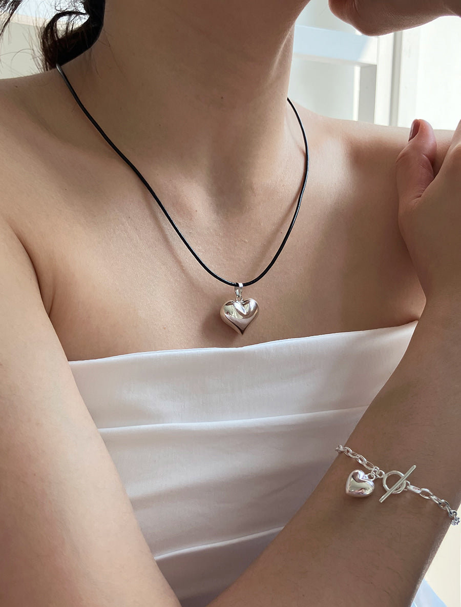 [92.5silver] heart toggle bracelet