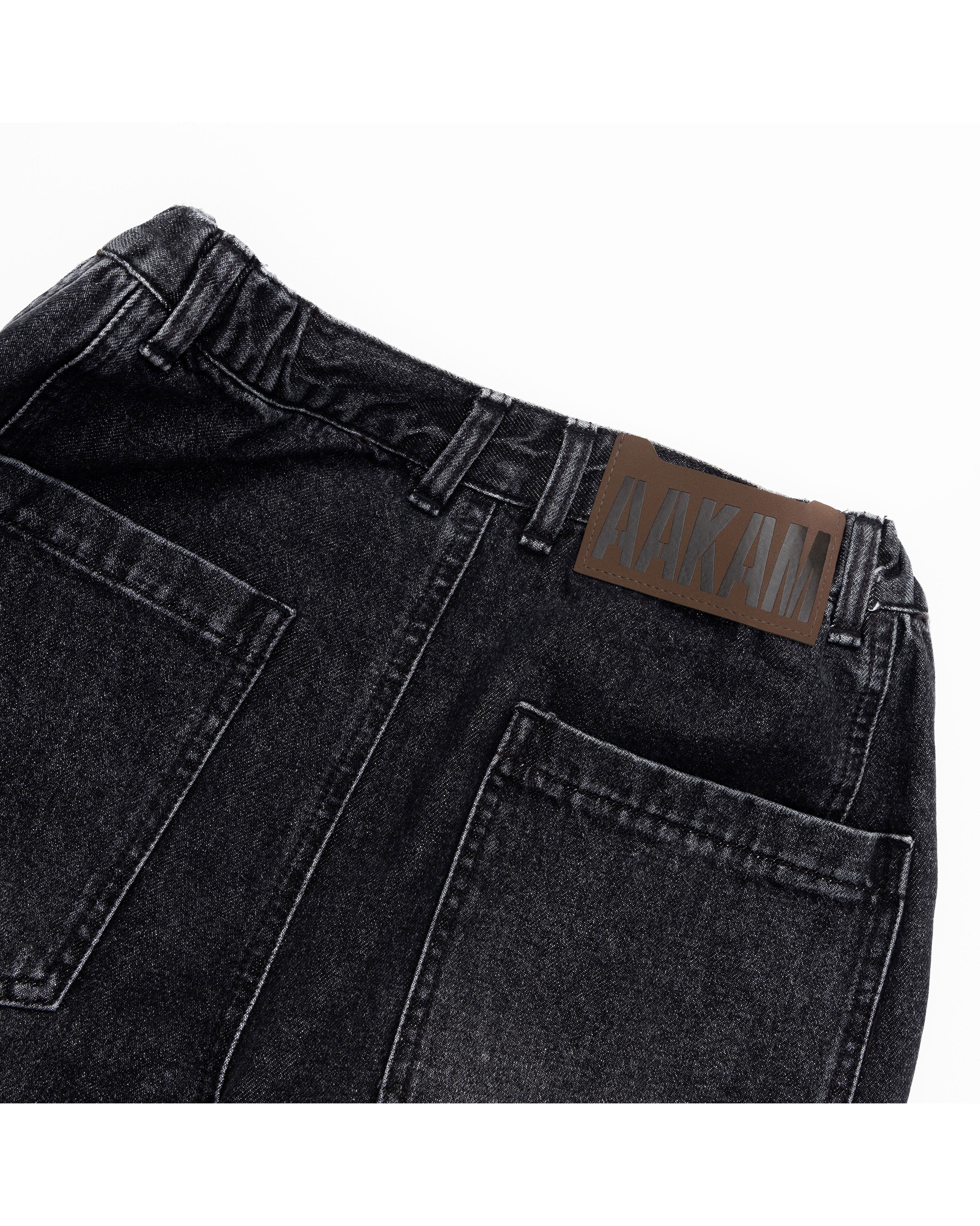 Paneled Denim Pants (Black)