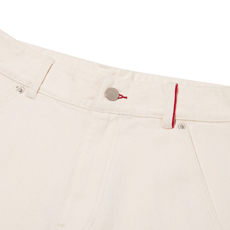 UNI CURVED FIT DENIM PANTS [IVORY]