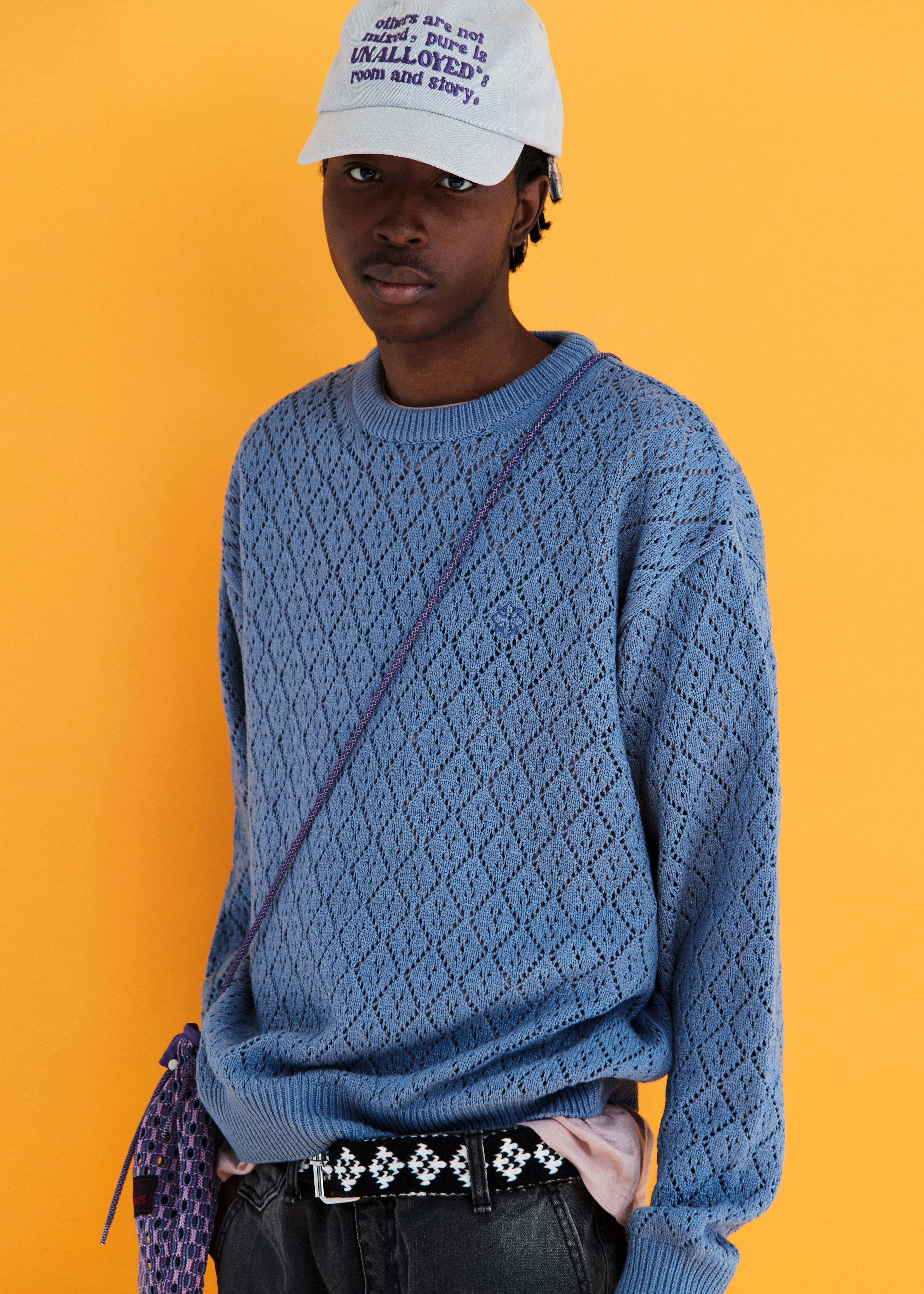 MESH ARGYLE KNIT / BLUE