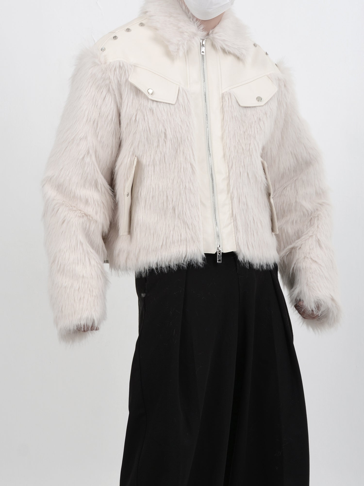 heavyweight leather anti-mink fur coat