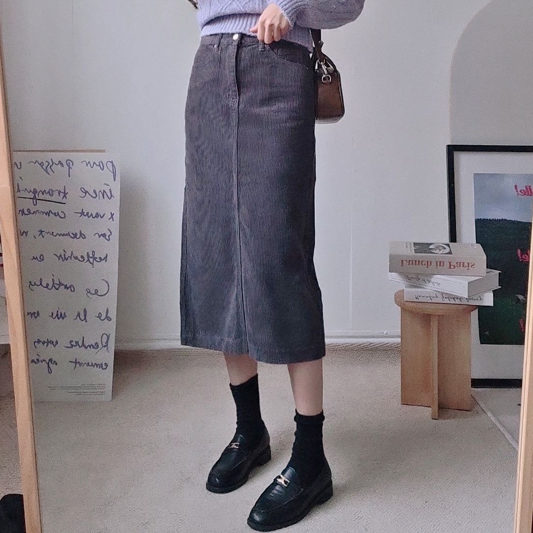 Cracker black corduroy skirt