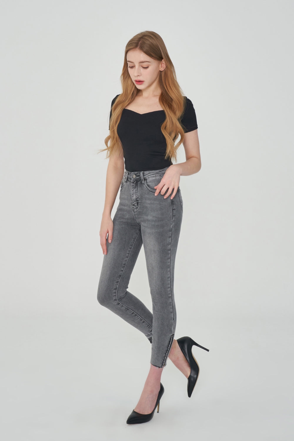 GRAY SKINNY JEAN [6860]