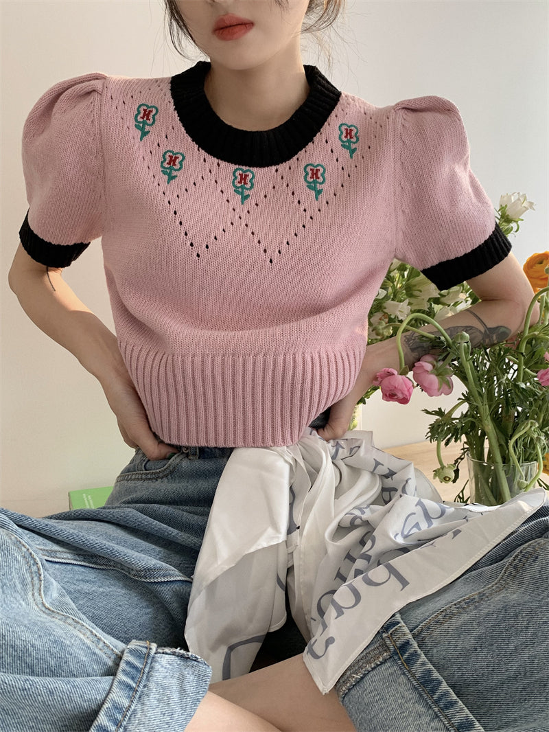 pink flower knit