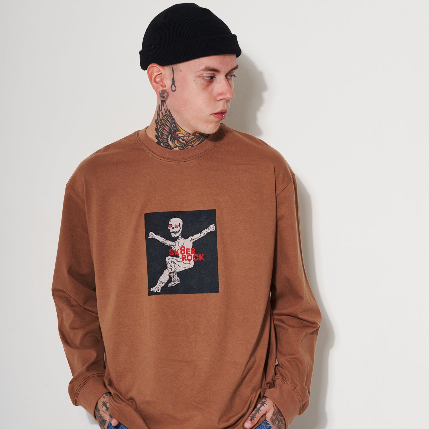 HOORAY LONG SLEEVE T-SHIRT LIGHT BROWN