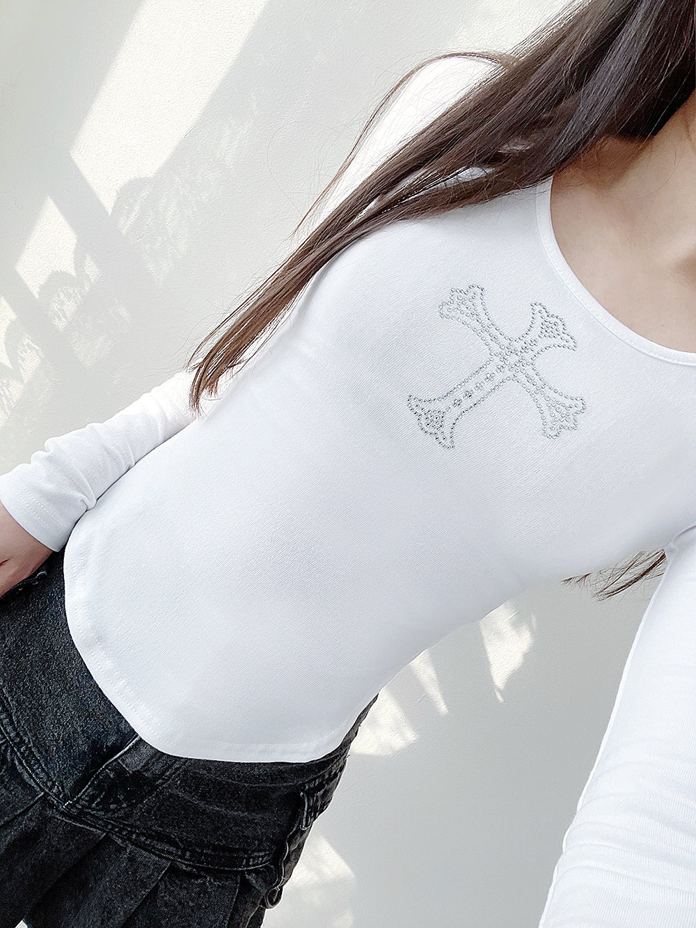 [起毛!] スパークリングキュービックTシャツ (White) / [Fleece!] Sparkling Cubic T-Shirts (White)