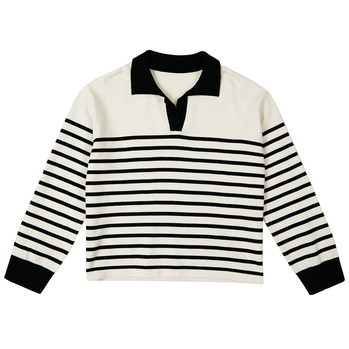 ストライプカラーニット / STRIPE COLLAR KNIT_BLACK