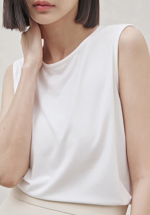 (T-6396) Basic Soft Sleeveless T-shirt