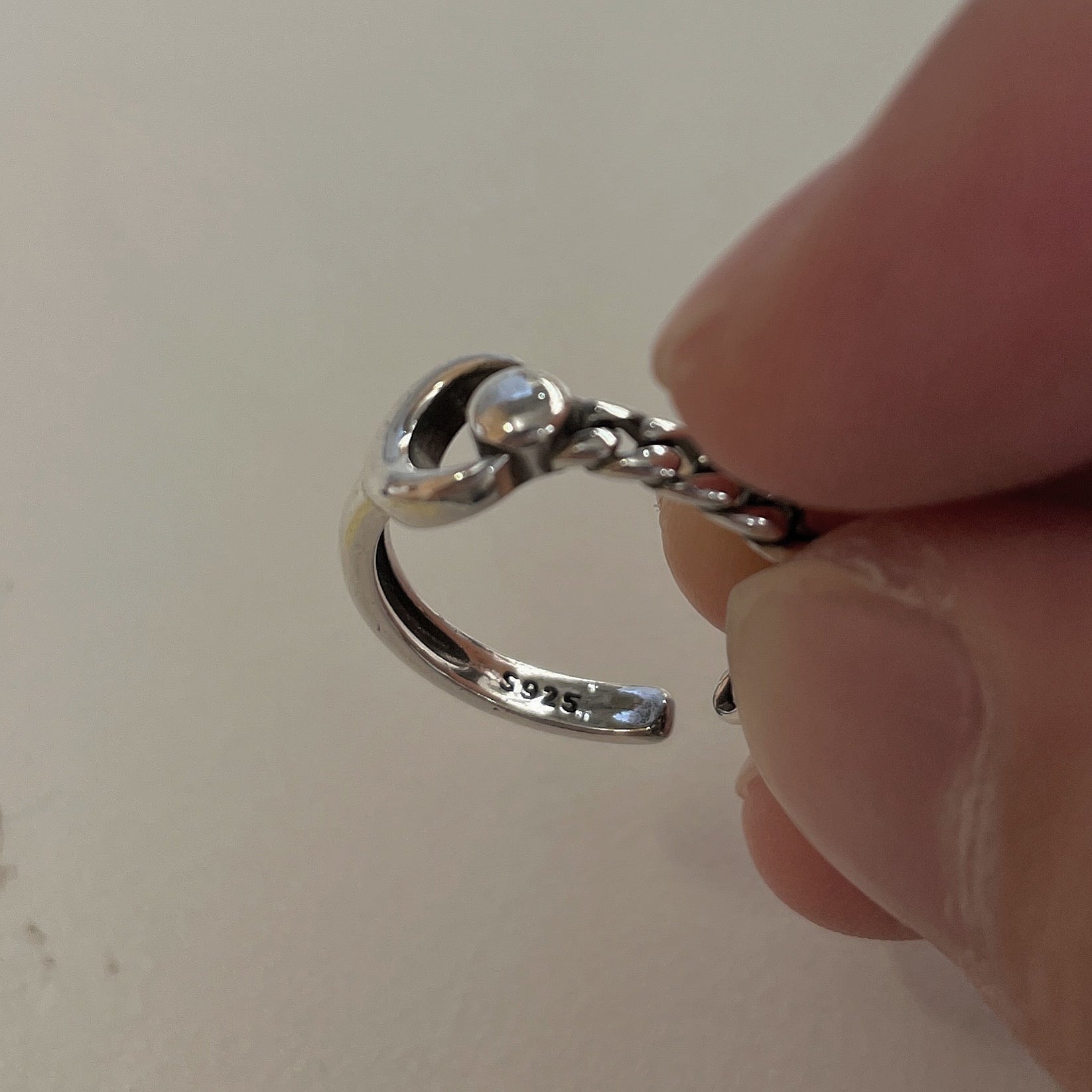 crescent moon layered ring (925silver)