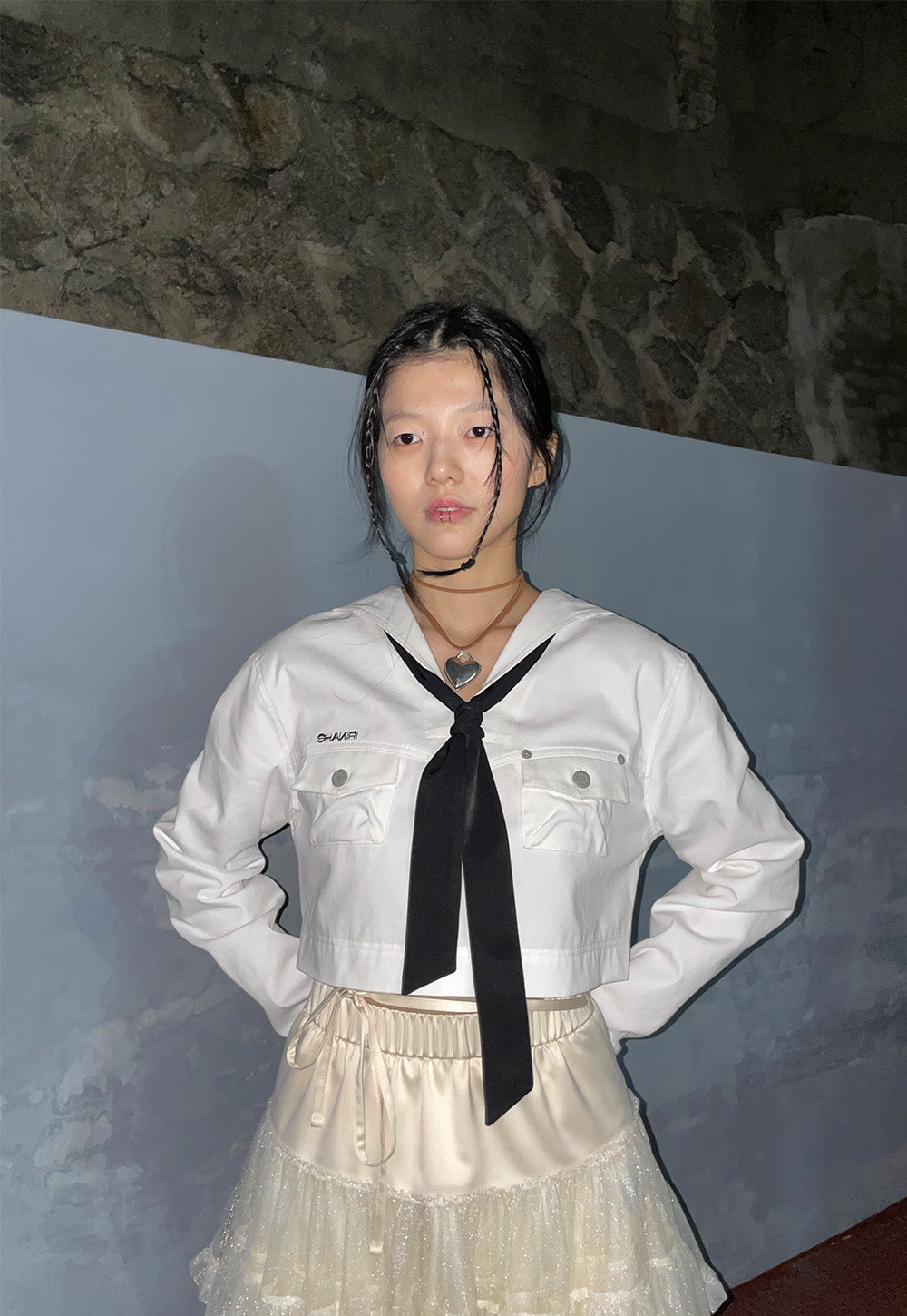 SAILOR TIE BLOUSE _WHITE