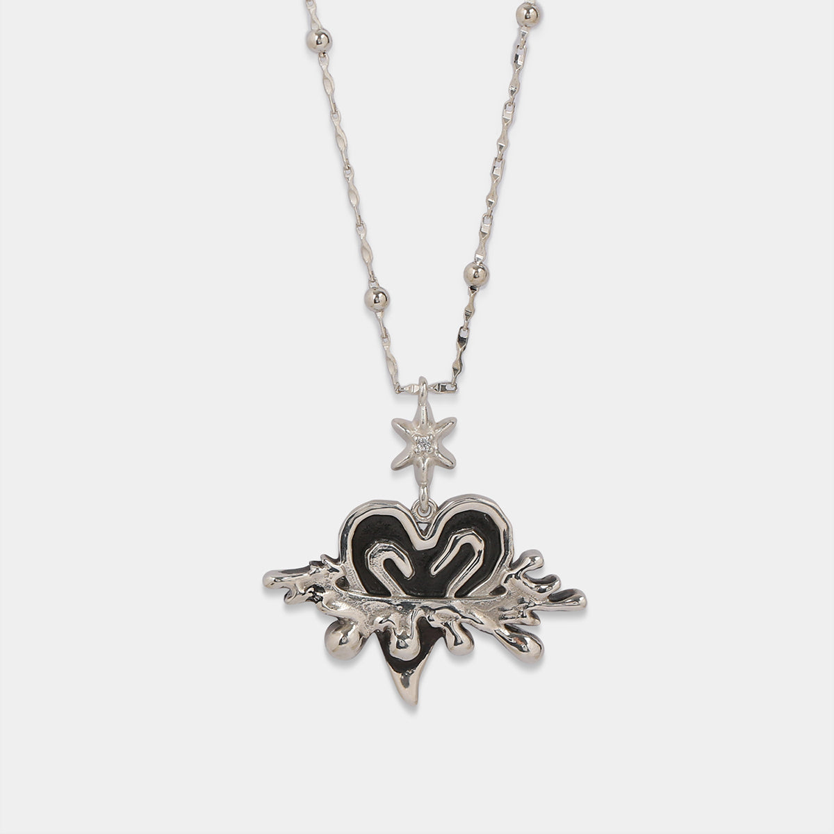 Heart boom necklace (925 silver)