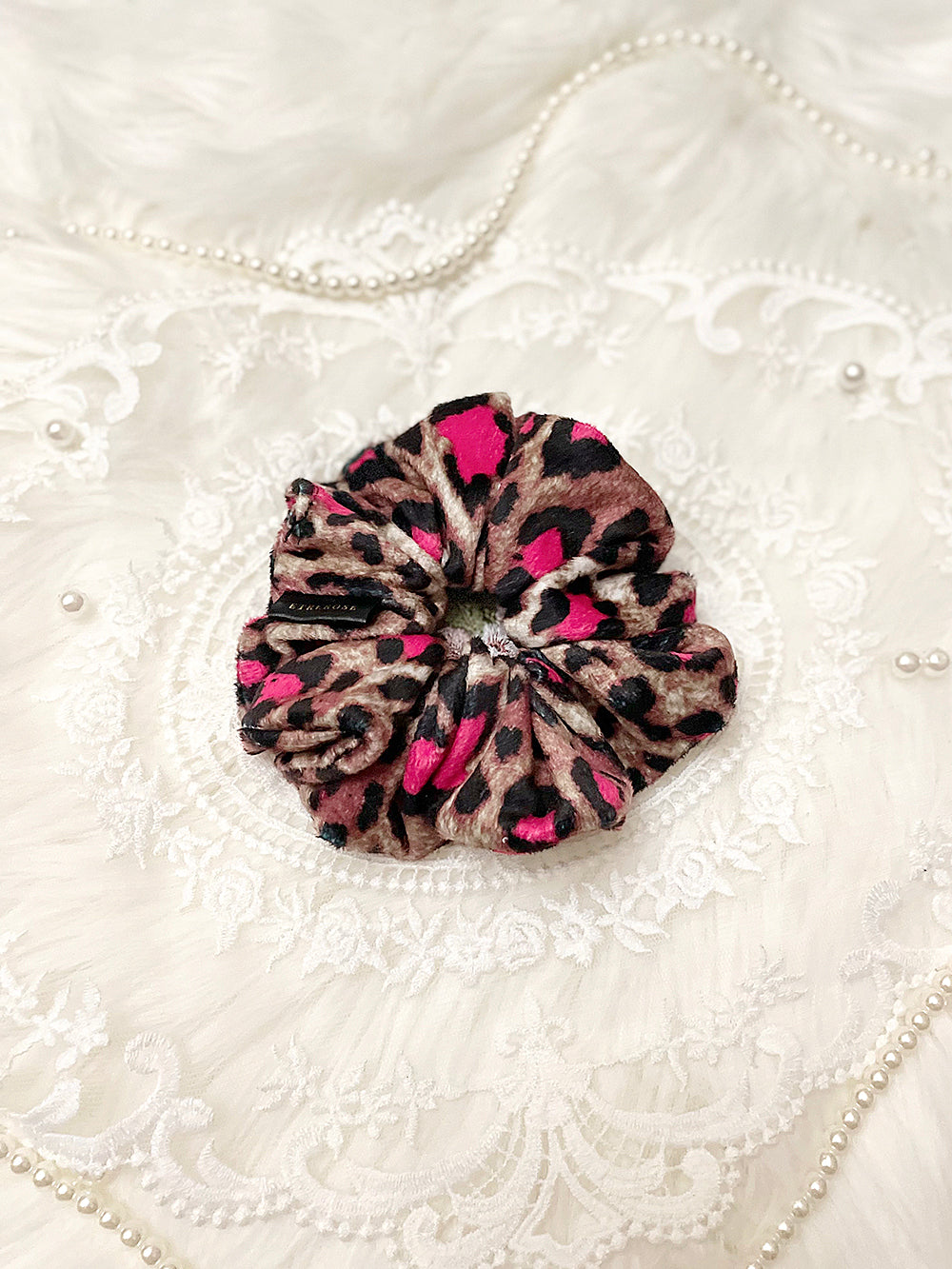 Leopard Mocha Microfiber Scrunchie (2color)