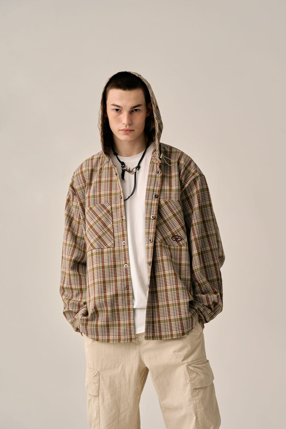 CHECKERED HOODED SHIRT